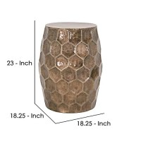 Benjara End 18 Inch Metal Coffee Table With Hexagonal Pattern, Bronze