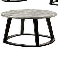 Benjara 3 Piece Coffee Table Set With Faux Marble Top, Gray And Black