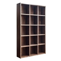 Benjara Wooden Bookcase With 15 Open Compartments, Brown