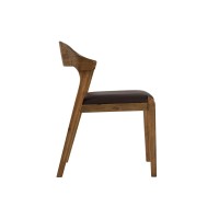 Curved Panel Back Dining Chair with Leatherette Seat, Brown