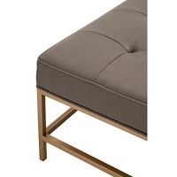 Benjara 42 Inch Metal Coffee Table With Tufted Top, Brass And Gray