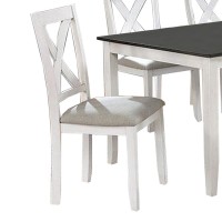 7 Piece Dining Table Set with Padded Seat and X Back, White