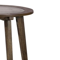 Benjara 24 Inches End Table With Round Glass Top And Angled Legs, Brown