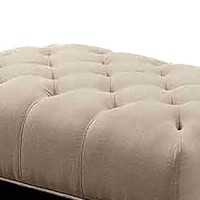 Benjara 40 Inches Ottoman With Button Tufted Padded Seat, Beige And Black