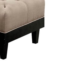 Benjara 40 Inches Ottoman With Button Tufted Padded Seat, Beige And Black