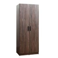 Benjara Bedroom Armoires Wooden Closet With 2 Doors And Bar Pulls, Brown