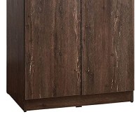 Benjara Bedroom Armoires Wooden Closet With 2 Doors And Bar Pulls, Brown