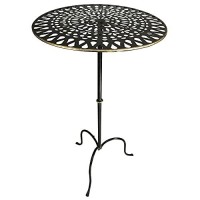 Benjara Side Table With Metal Frame And Intricate Cut Out Top, Brass