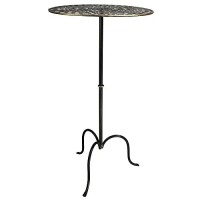 Benjara Side Table With Metal Frame And Intricate Cut Out Top, Brass