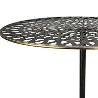 Benjara Side Table With Metal Frame And Intricate Cut Out Top, Brass