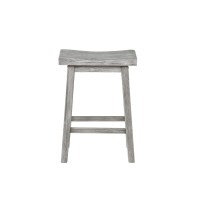 Saddle Design Wooden Counter Stool with Grain Details, Gray