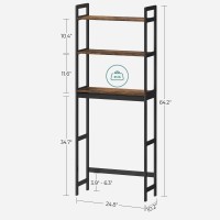 Songmics Over The Toilet Storage, 3-Tier Bathroom Organizer Over Toilet With Adjustable Shelves, Multifunctional Bathroom Shelf, Rustic Brown And Black Ubts012B01