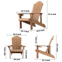 Homehua Hard Plastic Adirondack Chair Weather Resistant With Cup Holder Imitation Wood Stripes Easy To Assemble Maintain Out