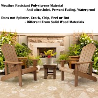 Homehua Hard Plastic Adirondack Chair Weather Resistant With Cup Holder Imitation Wood Stripes Easy To Assemble Maintain Out