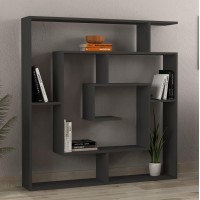 Jv Home Labyrinth Collection 51X49 In Grand Bookcase Stylish Bookshelf 6 Tier Shelving Storage For Living Room Kitchen Laundry Bedroom (Grey)