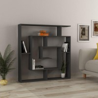 Jv Home Labyrinth Collection 51X49 In Grand Bookcase Stylish Bookshelf 6 Tier Shelving Storage For Living Room Kitchen Laundry Bedroom (Grey)