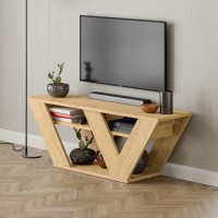 Jv Home Pipralla Collection Tv Stand Stylish Entertainment Unit | Tv Cabinet For Living Room, Bedroom Suitable Up To 50??(Oak)