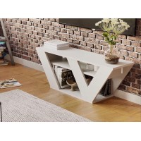 Jv Home Pipralla Collection Tv Stand Stylish Entertainment Unit | Tv Cabinet For Living Room, Bedroom Suitable Up To 50??(White)