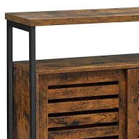 Benjara 39 Inches 2 Louvered Sliding Door Sideboard With Grains, Brown