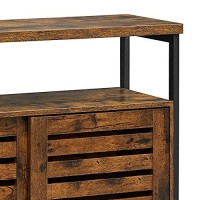 Benjara 39 Inches 2 Louvered Sliding Door Sideboard With Grains, Brown