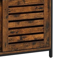 Benjara 39 Inches 2 Louvered Sliding Door Sideboard With Grains, Brown