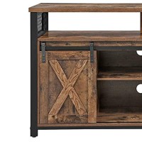 Benjara 53 Inches Wooden Tv Stand With 2 Barn Sliding Doors, Brown