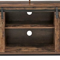 Benjara 53 Inches Wooden Tv Stand With 2 Barn Sliding Doors, Brown