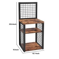 Benjara 36 Inches Grid Display Nightstand With Open Shelves, Brown And Black