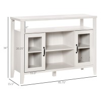 Homcom Farmhouse Sideboard Buffet Cabinet, Coffee Bar Cabinet With Storage Shelves, Kitchen Cabinet With 2 Framed Glass Doors And Anti-Topple, White