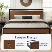 Allewie King Size Platform Bed Frame With Wooden Headboard And Footboard Heavy Duty 12 Metal Slats Support No Box Spring Neede