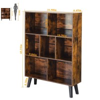 Leyaoyao Cube Bookshelf 3 Tier Midcentury Rustic Brown Modern Bookcase With Legs Retro Wood Bookshelves Storage Organizer Shelf