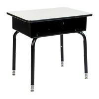 Student Desk with Open Front Metal Book Box Gray