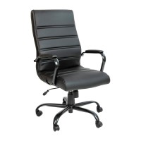 High Back Black LeatherSoft Executive Swivel Office Chair with Black Frame and Arms