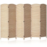 Jostyle 6Ft. Tall Extra Wide , Folding Privacy Screens With Diamond Double-Weave And Freestanding Room Dividers (Stripe, 6-Panel)