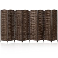 Jostyle 6Ft. Tall Extra Wide Folding Privacy Screens With Diamond Double-Weave And Freestanding Room Dividers (Brown, 8-Panel)