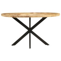 Vidaxl Dining Table With Solid Mango Wood Top And Powder-Coated Steel Legs - Rectangular Industrial Style Home Furniture, Brown, 55.1