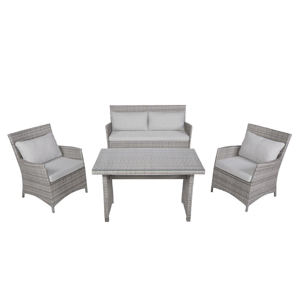 Wicker Sofa Set 4 Piece 2 Chairs Love Seat Table