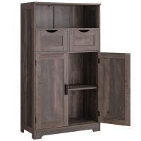 Iwell Large Storage Cabinet, Bathroom Cabinet With 2 Drawers & 2 Shelves, Cupboard, Bathroom Floor Cabinet For Living Room, Bedroom, Office, Rustic Gray