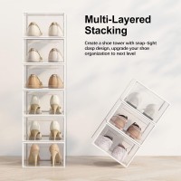 See Spring Large 12 Pack Shoe Storage Box Clear Plastic Stackable Shoe Organizer For Closet Space Saving Foldable Shoe Rack Sn