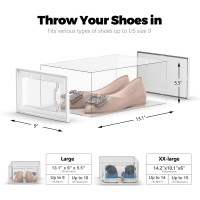 See Spring Large 12 Pack Shoe Storage Box Clear Plastic Stackable Shoe Organizer For Closet Space Saving Foldable Shoe Rack Sn