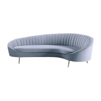 Acme Ballard Velvet Upholstered Sofa In Light Gray