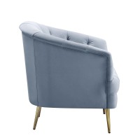 Acme Bayram Velvet Tufted Chair In Light Gray