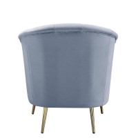 Acme Bayram Velvet Tufted Chair In Light Gray