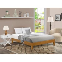 NVP-23-Q Queen Size Platform Bed Frame with 4 Hardwood Legs and 2 Extra Center Legs - Oak Finish