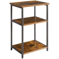 Ibuyke Side Table,3-Tier End Table, Industrial Nightstand Small Table With Storage Shelf, For Bedroom, Living Room, Hallway, Rustic Brown Utmj402H