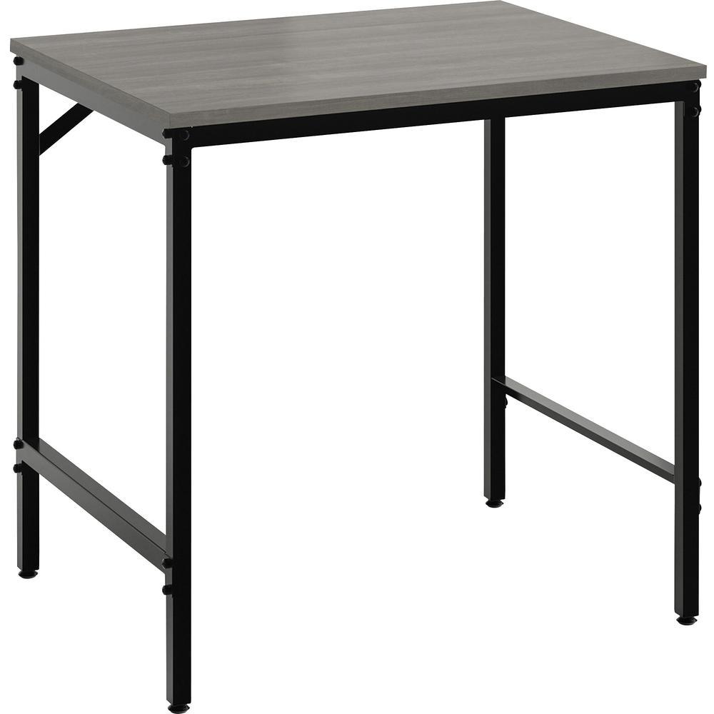 Safco Simple Study Desk Neowalnut Rectangle Laminated Top Black Powder Coat Four Leg Base 4 Legs 3050 Table Top Width