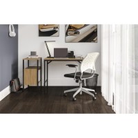 Safco Simple Study Desk Neowalnut Rectangle Laminated Top Black Powder Coat Four Leg Base 4 Legs 3050 Table Top Width