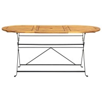 vidaXL Outdoor Dining Table Folding Garden Patio Table Solid Acacia Wood Oval