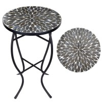 Vipush Outdoor Side Table Mosaic Accent Table End Table Plant Stand For Patio Garden Backyard Balcony Porch 14 Round Mosaic Ta