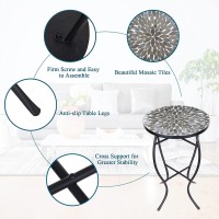 Vipush Outdoor Side Table Mosaic Accent Table End Table Plant Stand For Patio Garden Backyard Balcony Porch 14 Round Mosaic Ta